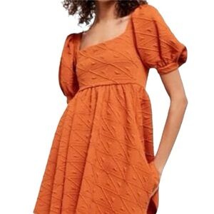 Brand New Free People Orange Textured Mini Dress - Size Medium